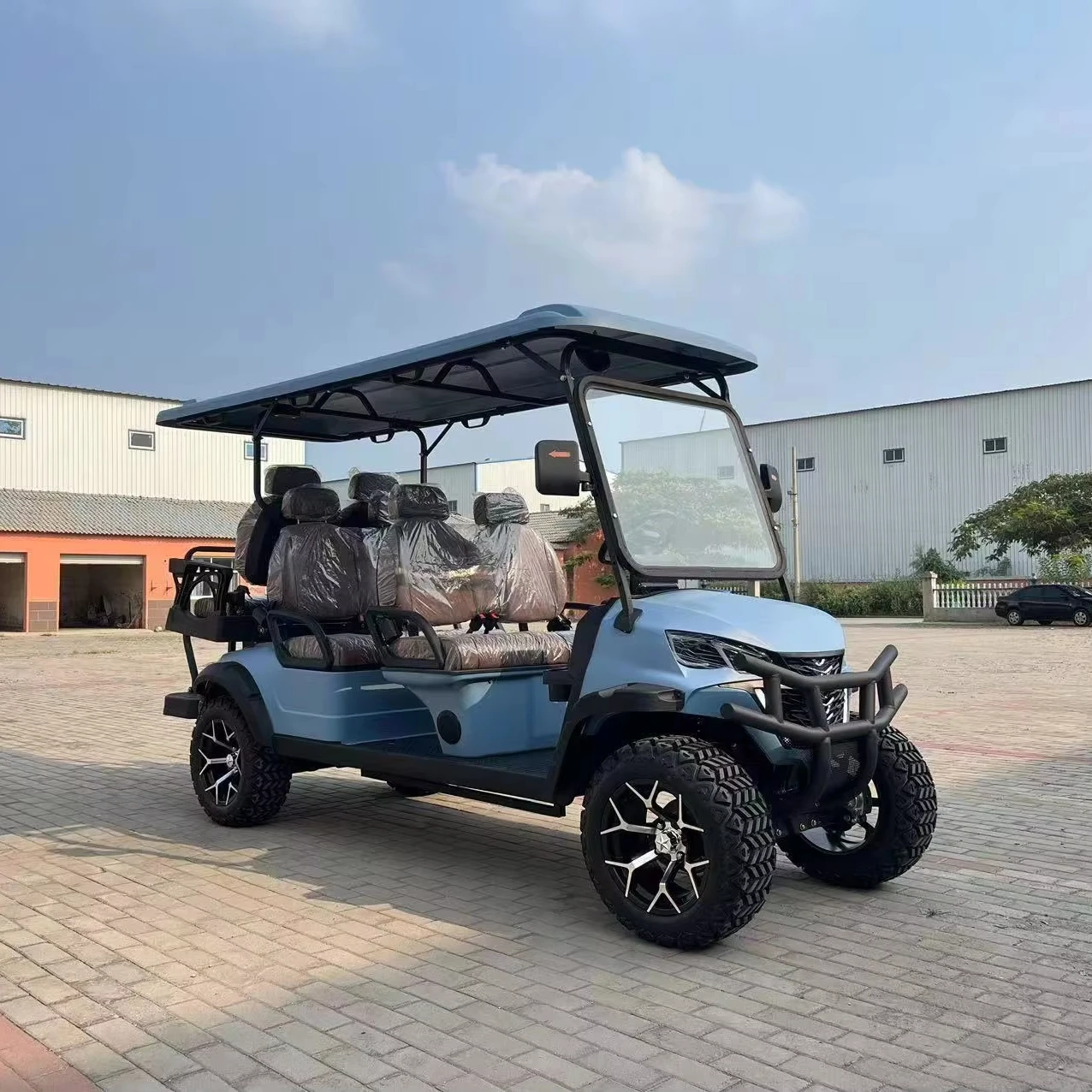 High Quality DOT 14 Inch Aluminum Tires 6 Passenger 4+2 Seater Green Energy EV Tourist Golf Car 72V 5kw Electric Golf Cart