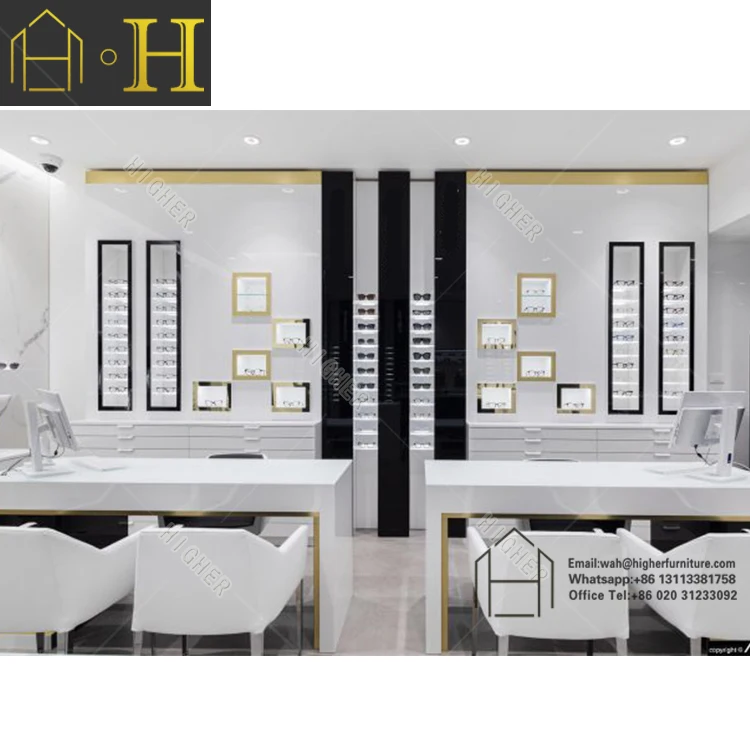 Customized wall mount eyeglass display sunglass shop interior design optical design shop