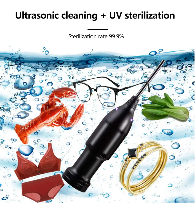 70W Immersion Ultrasonic Cleaner Portable Household Jewelry Glasses Cleaner 60KHZ Fruit & Vegetable Ultrasonic Cleaner