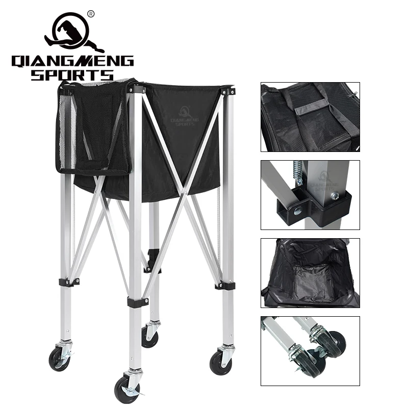 Folding tennis ball frame aluminum alloy tennis cart mobile portable trainer cart picking up basket tennis