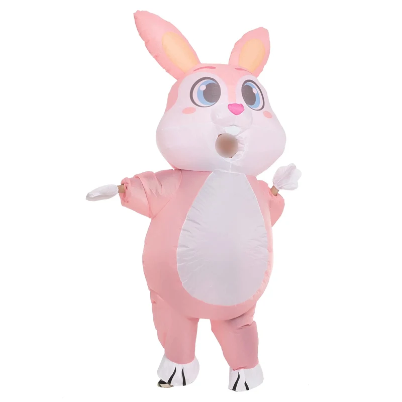 Women Pink Rabbit Full Body Cosplay Disfraz Easter Themed Parties Blow up Bunny Inflatable Costume for Adult