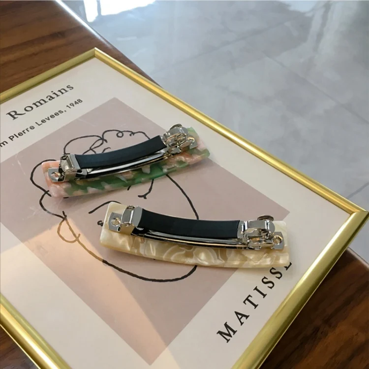 Big Acetate Barrette Hair Clip For Women 34 Colors Acrylic Spring Clips Fashion Fancy Hair Grip Elegant Silver Hair Accessories