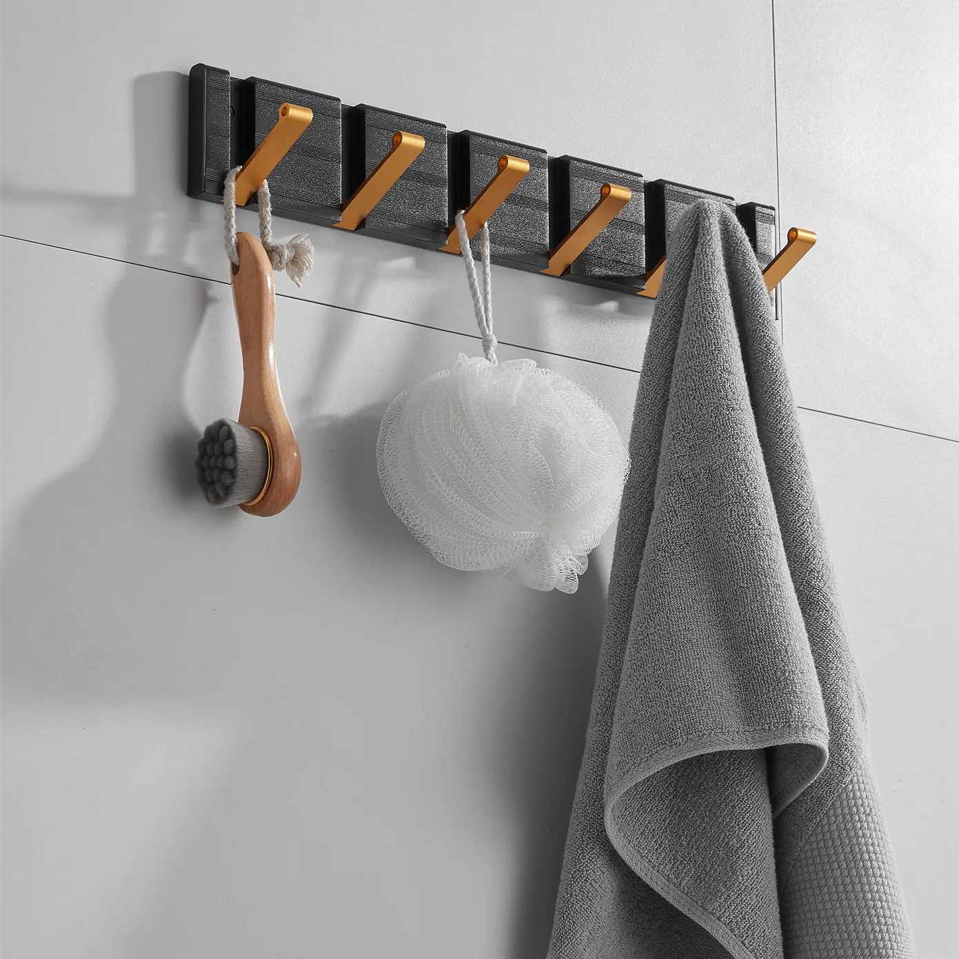 Decorative Black Wall Mount Coat Hooks Aluminium Bathroom Bedroom Wardrobe Clothes Folding Hangers Hidden Wall Hooks