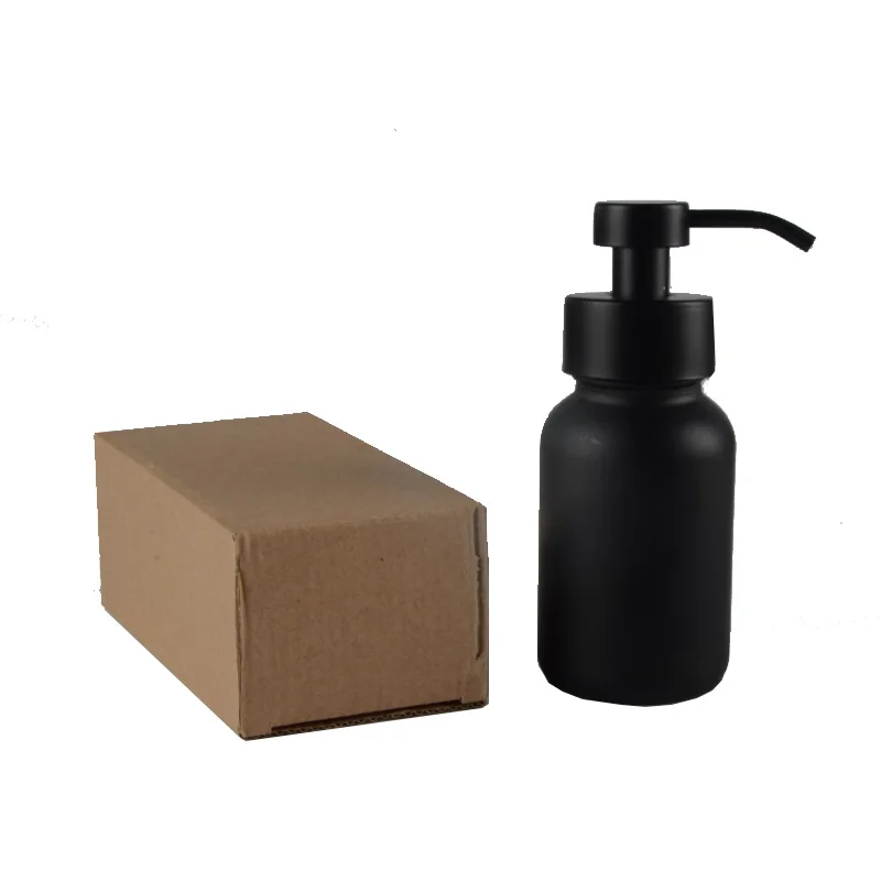 250ml Matte Black Facial Cleanser  Foaming Soap Bottle Hand Soap Foam Packing Glass Lotion Pump Bottle