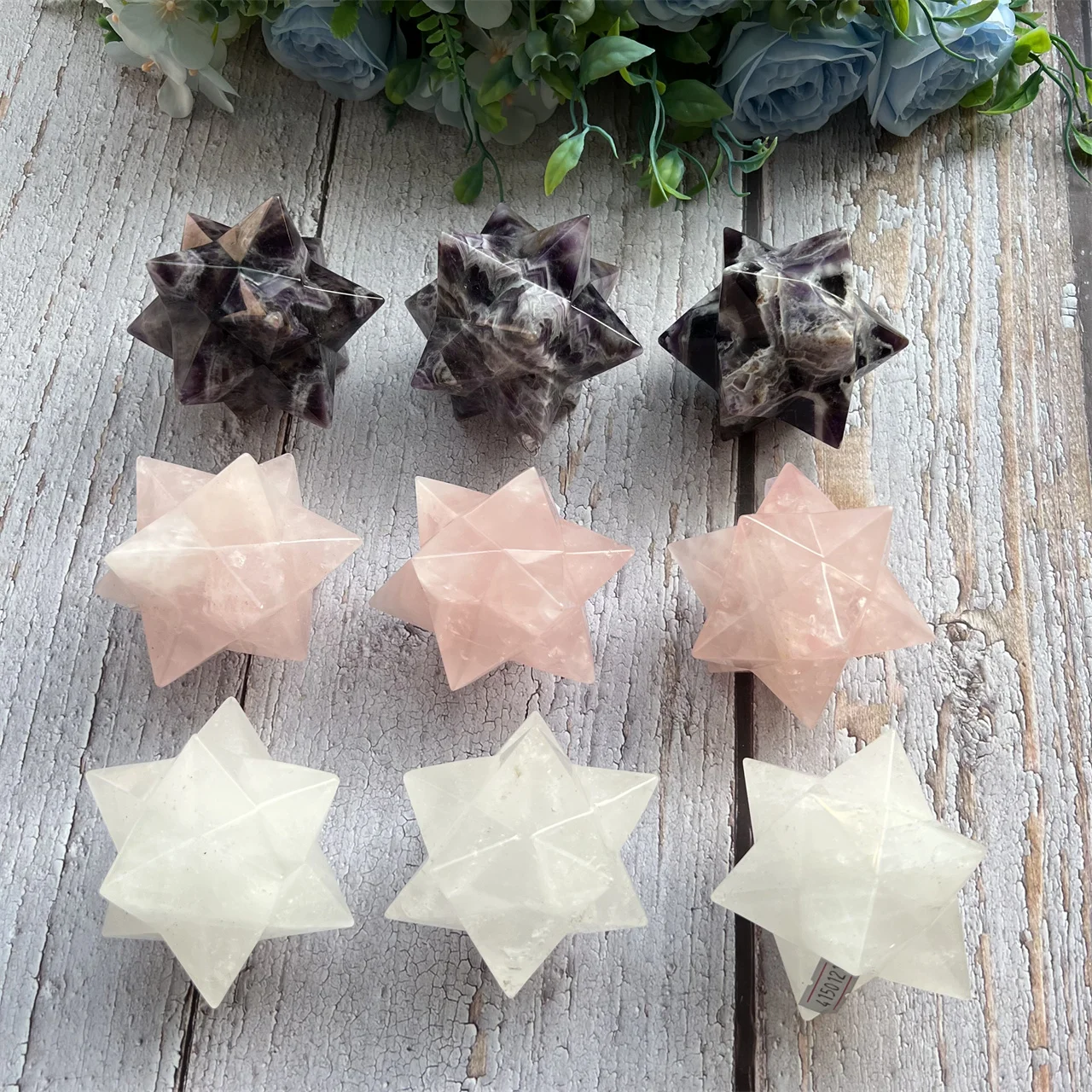 Natural Crystal Melkaba Star Meditation Stone Dream Amethyst Tiger Eye Rose Quartz Melkaba