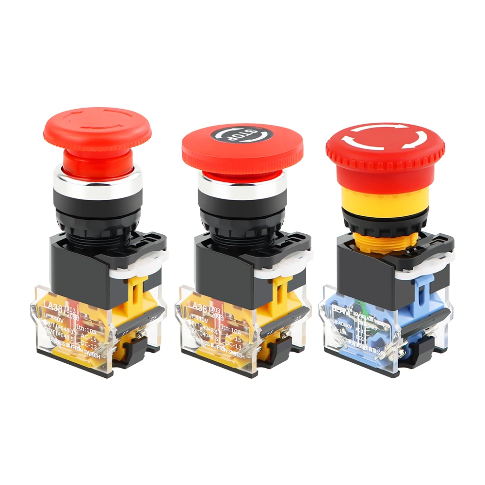 22MM self-locking emergency power push button switch LA38-11ZS Mushroom head emergency stop push button switch