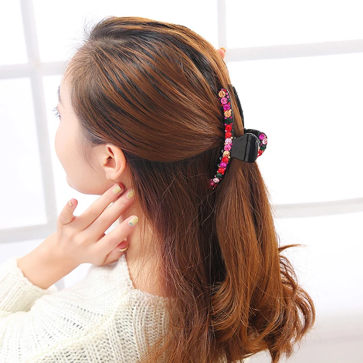 High quality rhinestone grab clip for women  PC hair claw clip shiny fancy hair accessories