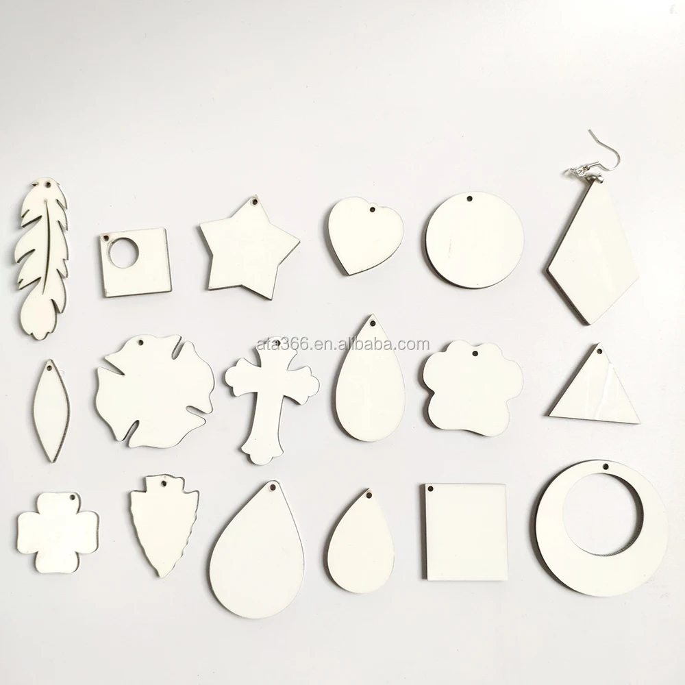 Custom Blank Wooden MDF Earrings for sublimation/MDF earrings Promotion Carving engraving UV printing logo