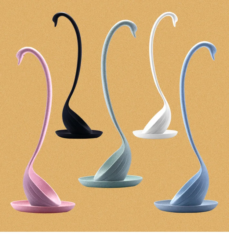 
Soup Creative Wheat Straw Tableware Dinnerware Swan Long Handle Multifunction Spoon Kitchen Tools 