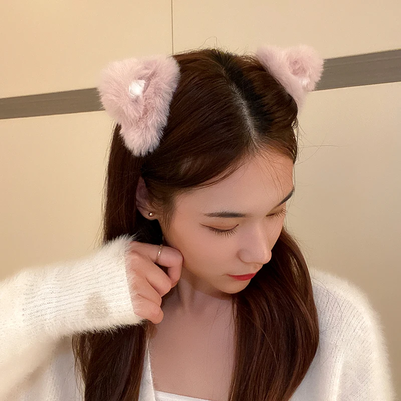 fashion plush Cat ear hairpin BB hair clips