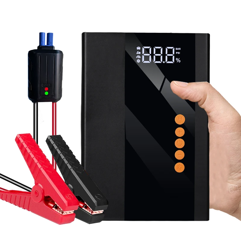 2022 new portable jump starter 2 in 1 with air pump inflator built-in air pump car inflator for car motor bike ball air pump