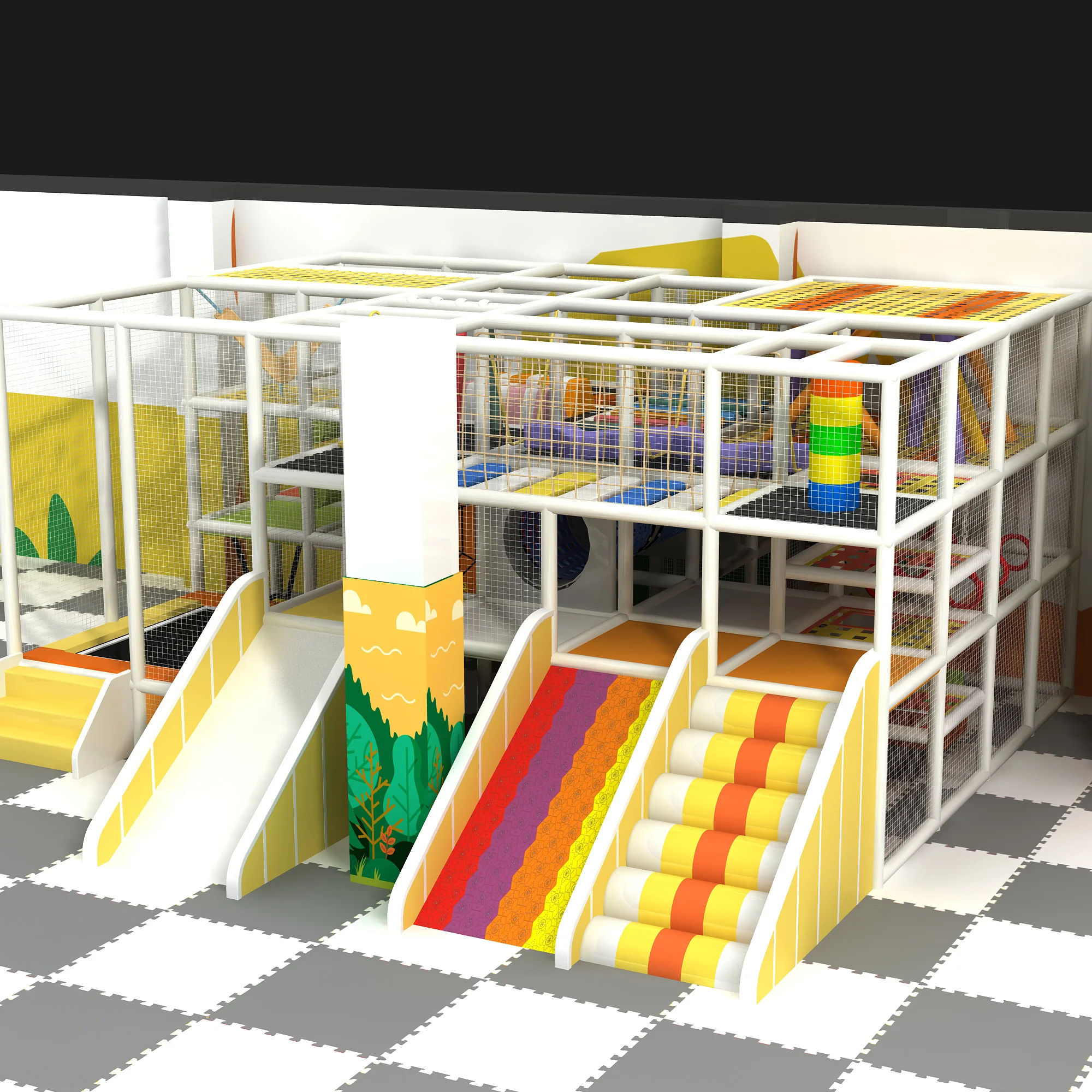 whole sale price attractive Kids Indoor Commercial Athletic Playground Plastic Double Slide Park Equipment indoor playground