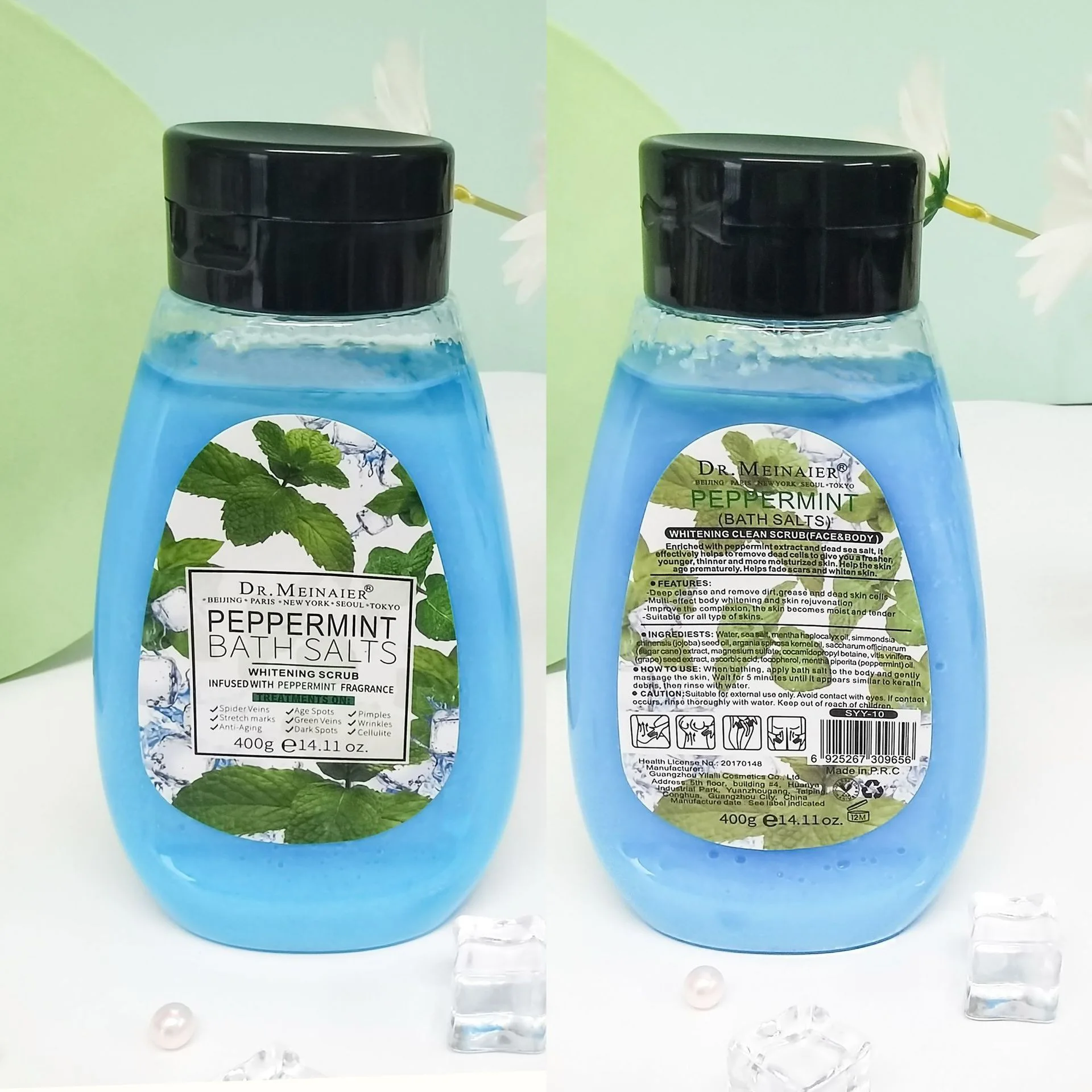 Wholesale Organic Mint Bath Salt Face Scrub Shea Sugar Scrub Vitamin Fruit Body Scrub wet Salt Whitening Exfoliating Skincare