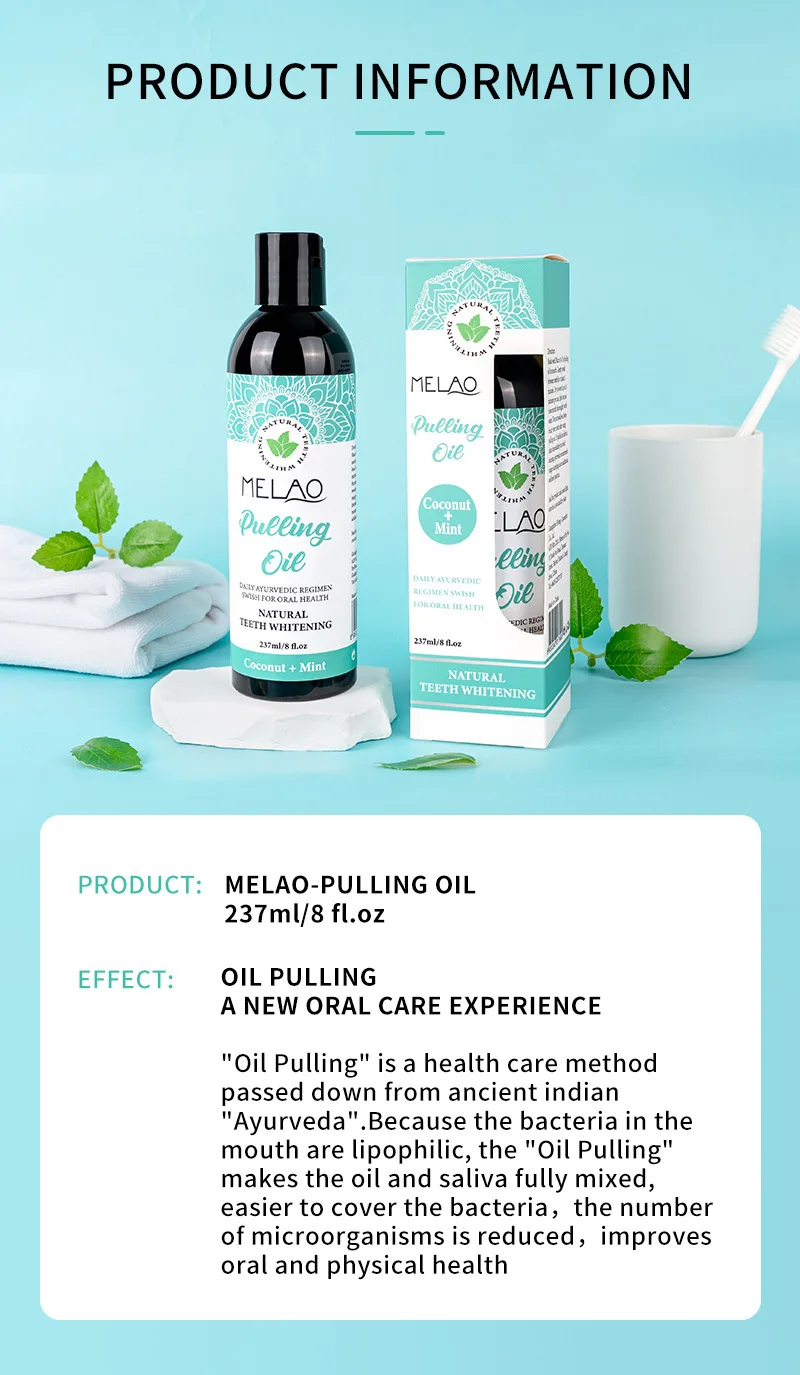 Customized OEM Factory 2 Coconut Oil Mouthwash Oil Pulling Mouthwash  Cleaning Gums Mouthwash