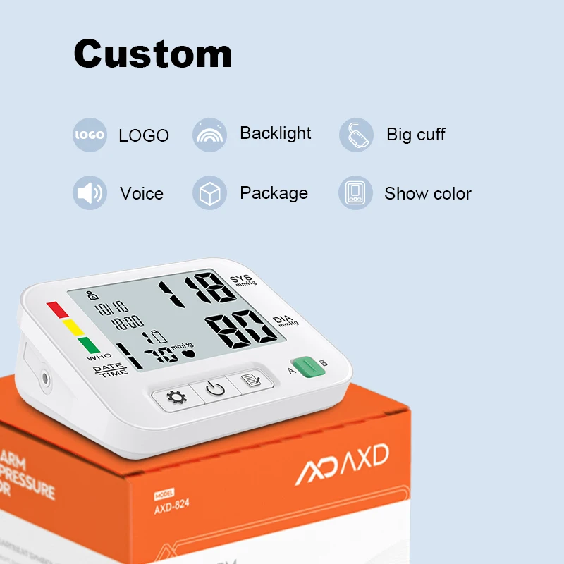 AXD OEM Factory CE ISO Approved Hospital Digital Sphygmomanometer BP Testing Machine Electronic Upper Arm Blood Pressure Monitor