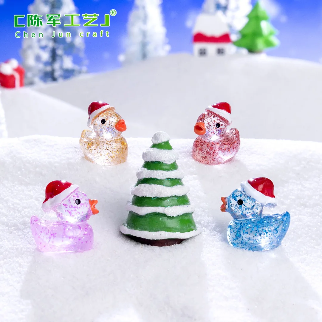 New landscape fine flash luminous Christmas Yellow duck DIY decorative accessories mini ornaments