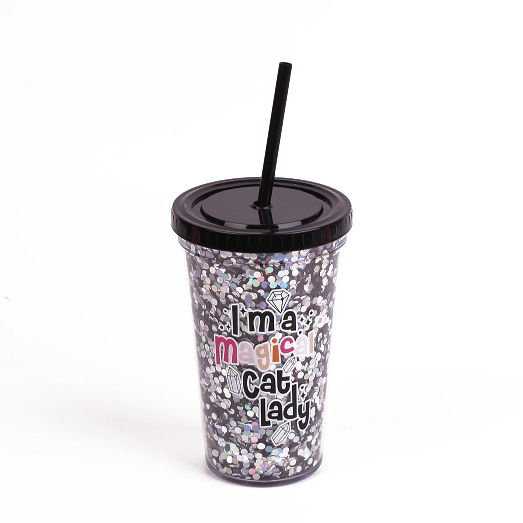 Hot Sales 18oz Halloween Confetti Tumbler  Water Bottle with Straws and Lid  Reusable Plastic Cup