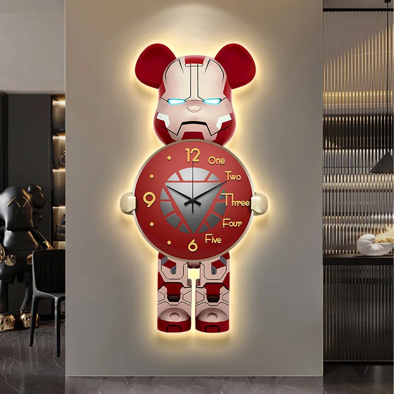 Popular Modern Simple Violent Bear Clock Wall Clock Living Room Grandfather Clock
