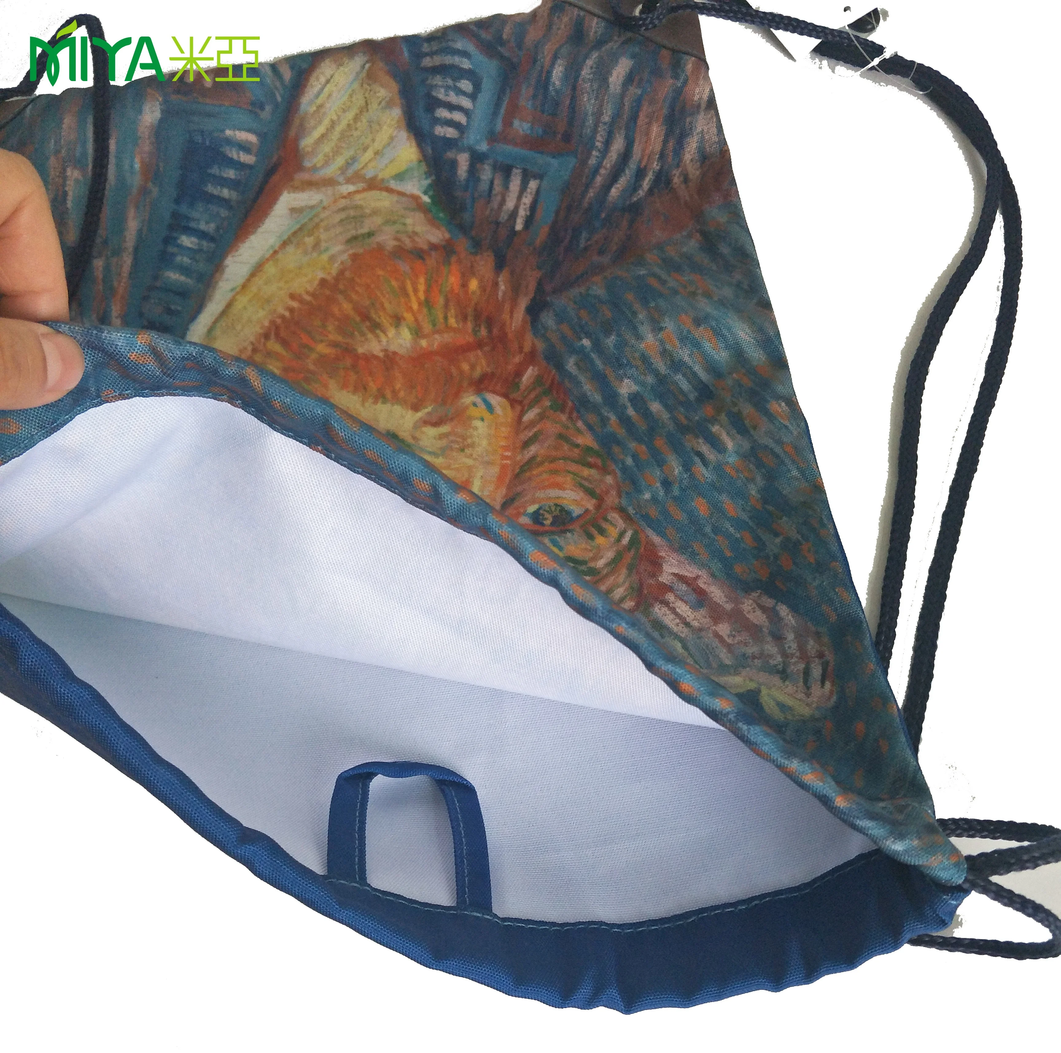Hot sale Van gogh printed drawstring bag lightweight fashion backpack bag women