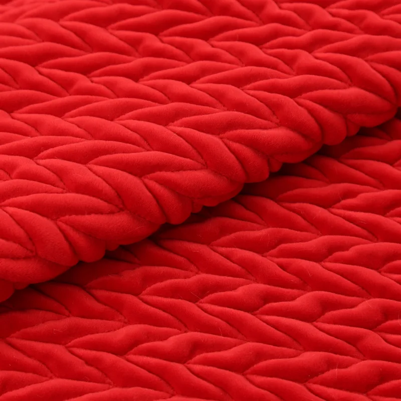 Corase wool pattern quilted velour air layer thermal designer winter coat fabric