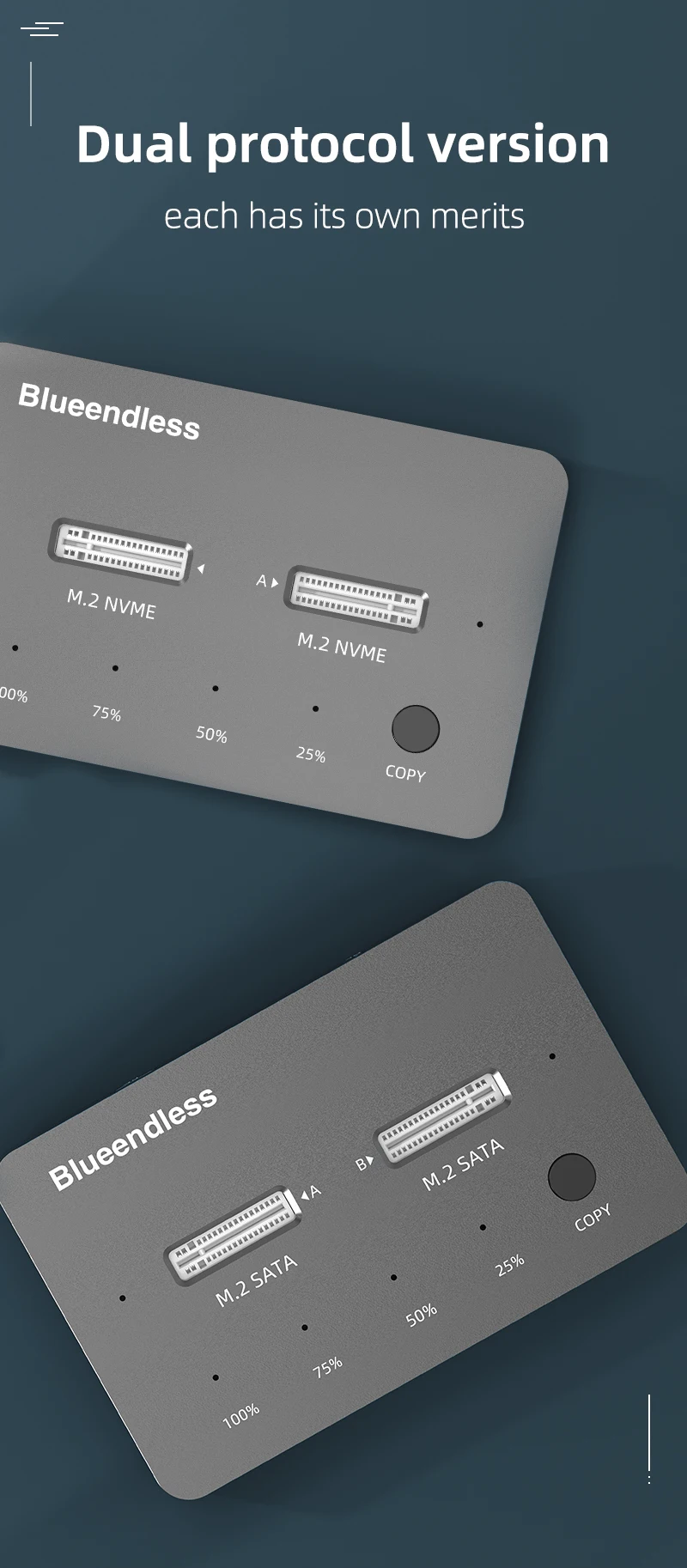 Новейшая док-станция Dual Bay M.2 NVME SSD с функцией One Touch Clone для твердотельных накопителей 2242 2260 2280
