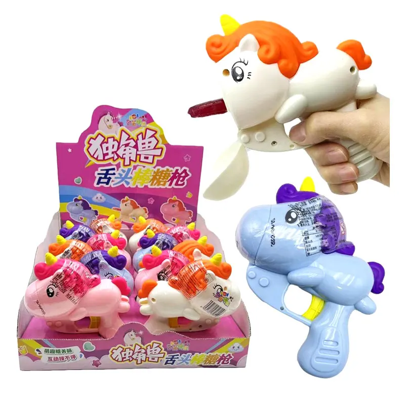 Hot Sale Toy Candy Surprise Tongue Gummy lollipop Gun Sweet Candy Funny Toy For Kids