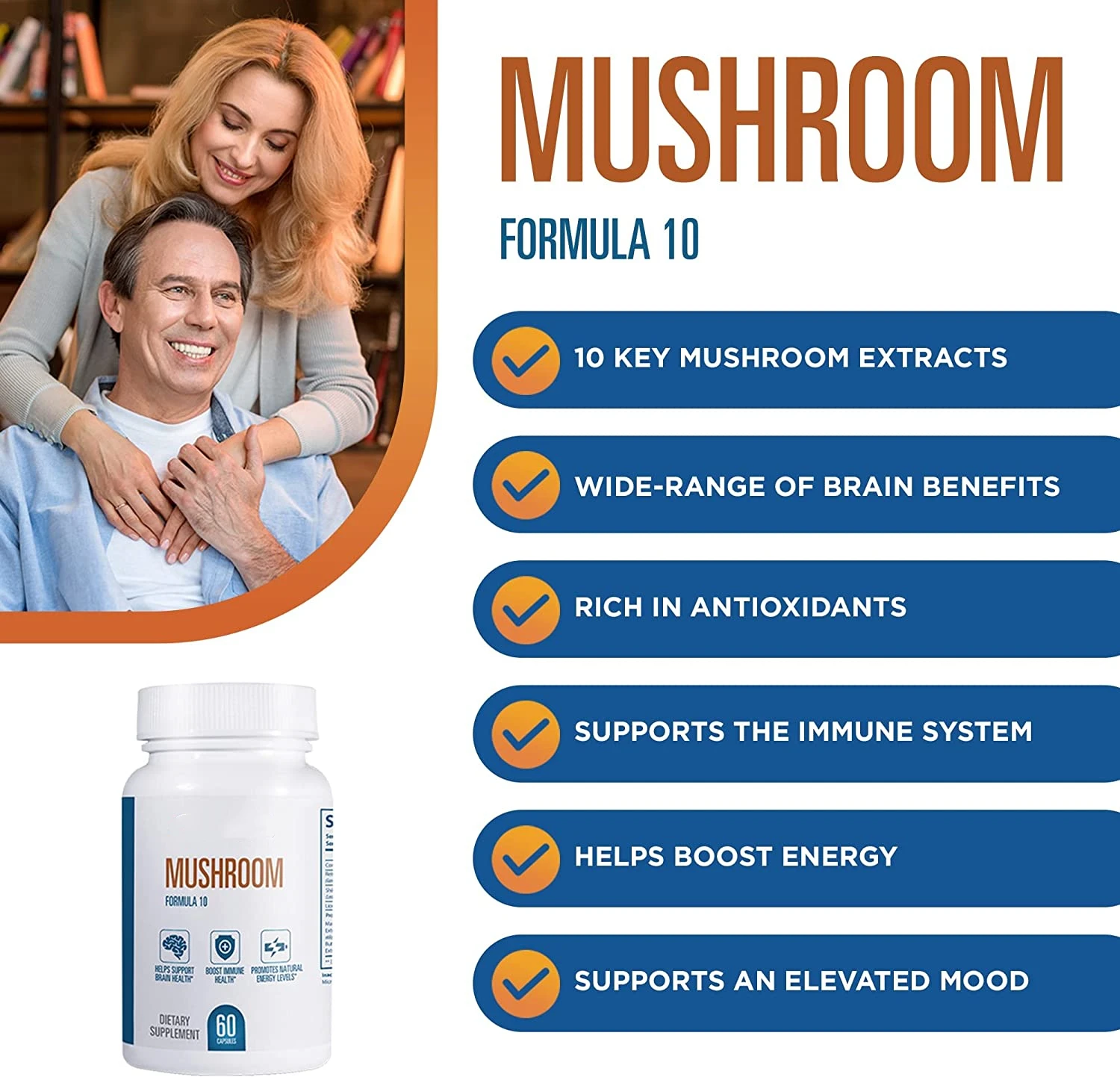 Support OEM Service Natural Mushroom Complex Capsules for Nootropic Supplement and Immune System