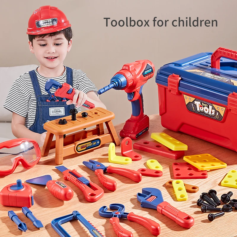 Children boy pretend play toy tool backpack, kids tool set real toy , tools toys tool kit