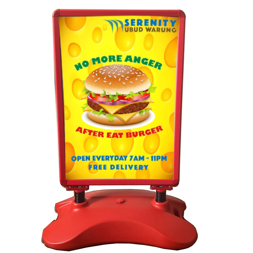 Pavement Snap Frame, A Board Sign with Water Filled Base to Display Posters Double Sided Heavy Duty