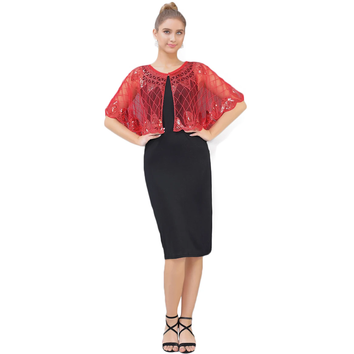Elegant Retro Style 1920s Shiny Sequins Embroidery Cocktail Evening Ball Party Dress Cover up shawl scarves without tassel
