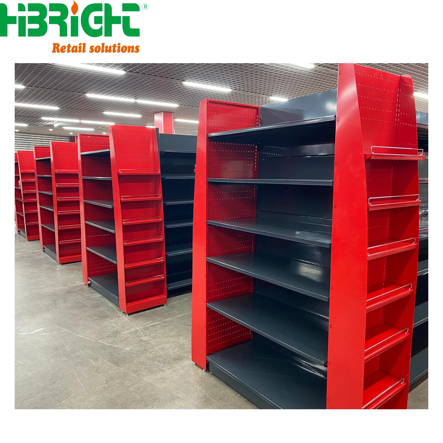 Heavy Duty Customized Color Metallic Display Stand Rack Multi Layers Supermarket Shelves Rack Gondola