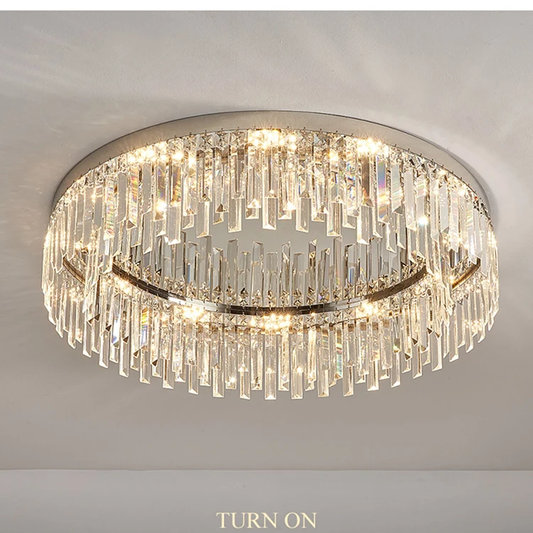 Modern Round Living Room Luxury Crystal Led Ceiling Light