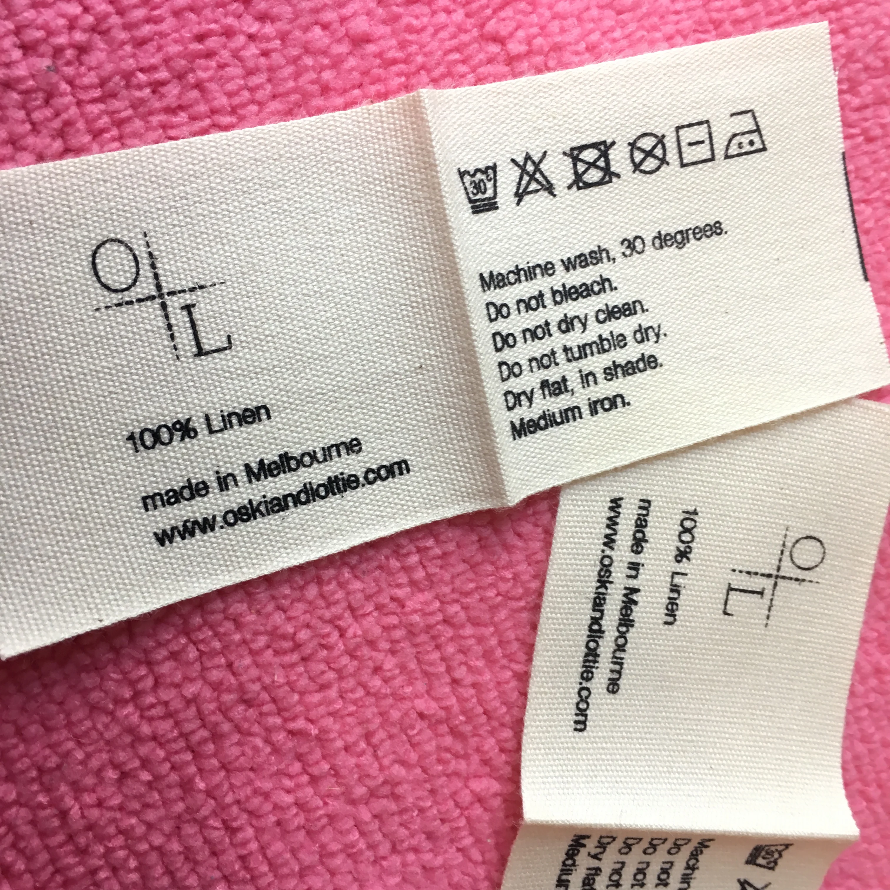 soft washing instructions cotton fabric label,double sides inside cotton label