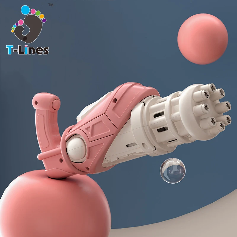Hot Selling Outdoor Summer 8-Hole Gatling Bubble Gun Multi-color Automatic Electric Bubbles For Kids