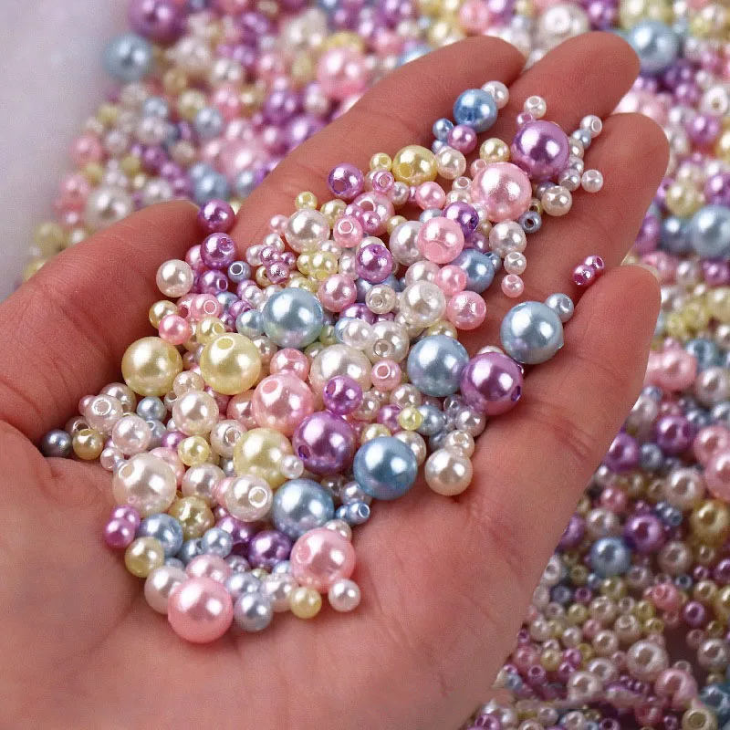 Wholesale 3-8mm Imitation ABS Plastic Decoration Pearl Round Loose Pearl Beads with Straight Hole For Jewelry Making