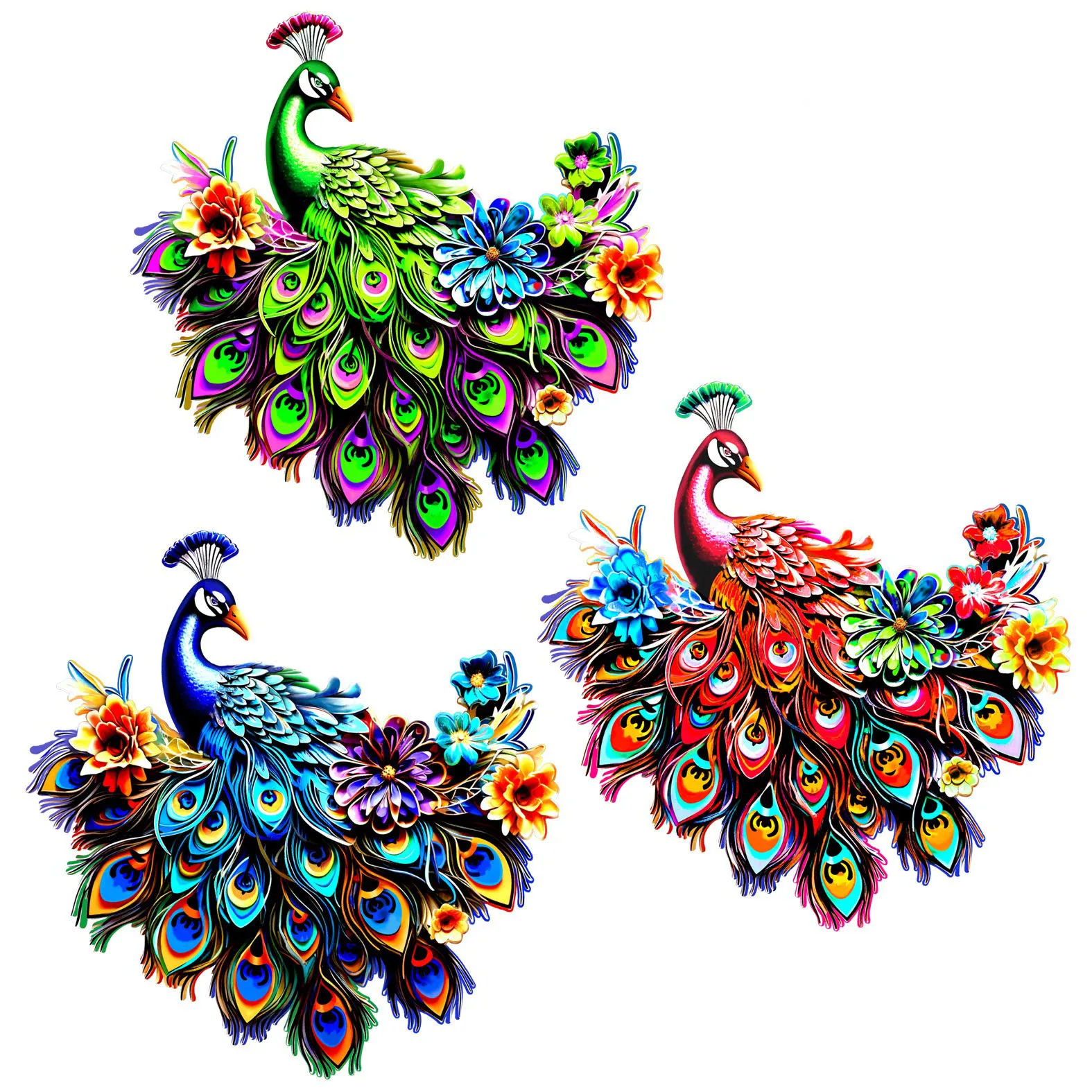 Decorative crafts New design room wall garden decoration metal craft colorful metal peacock craft