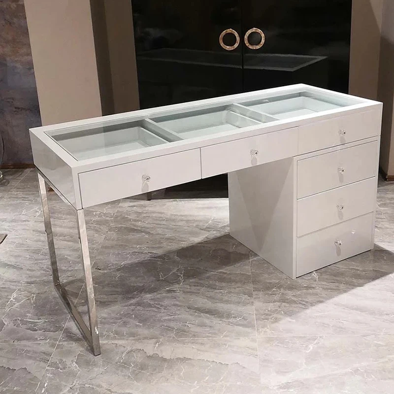 Modern White 7 Drawer Dresser Hollywood Style LED Light Bulb Dresser Mirror Makeup Table Removable Bedroom Dresser Wholesale