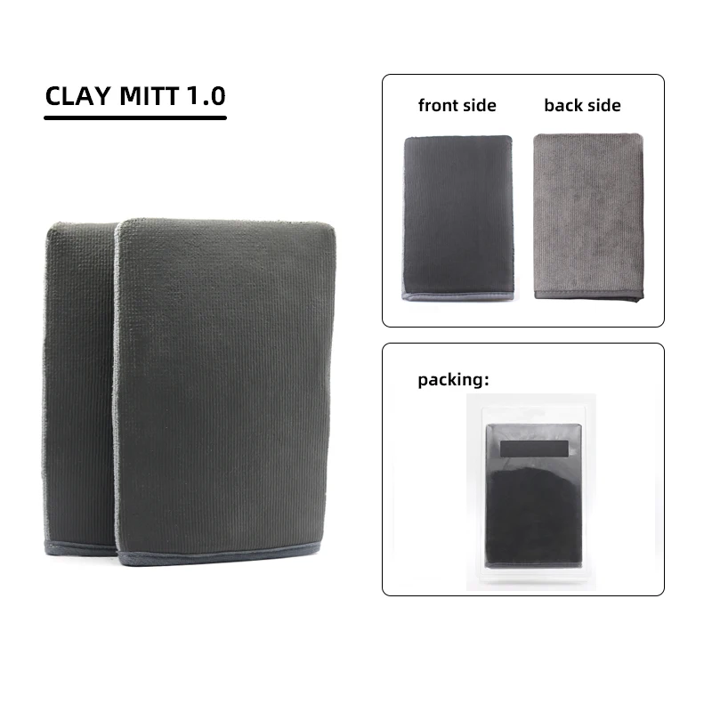 Car Washing Magic Clay Mitt Sponge Car Paint Scratch Remover Clay Bar Detailing Wash Mitt Grade 1.0-Grey