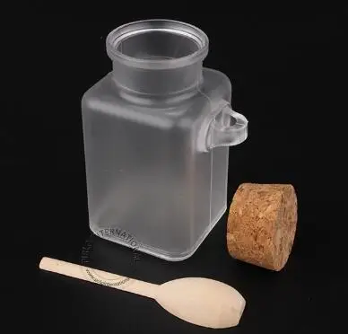 100ml 100g Matt square shape bath salt bottles body scrub bottle plastic bottles with cork and spoon