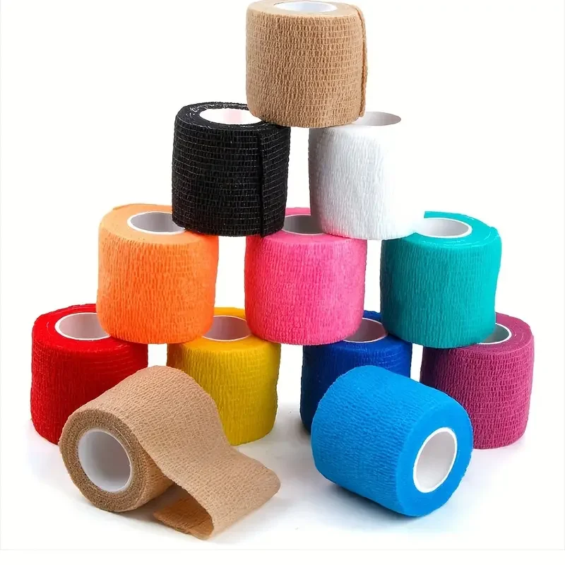 2 Rolls Adhesive Elastic Tape Bandage Tape Wrap Flexible Stretch Bandages for Sports Ankle Knee and Wrist Sprains Beige