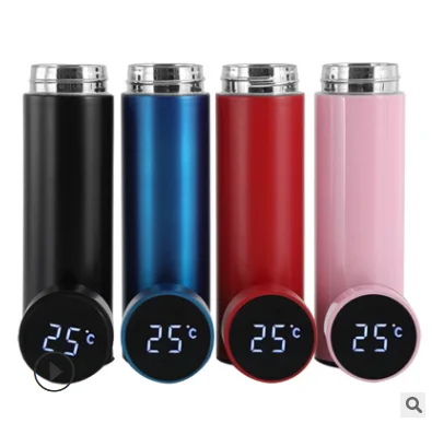 Stainless steel digital tumbler vacuum insulated temperature flask smart led thermo water bottle with temperature display