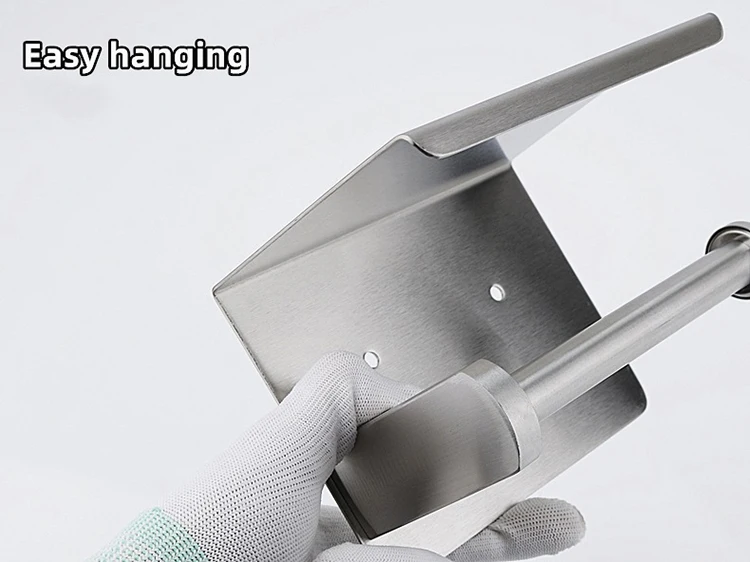 Stainless Steel No Drilling Bathroom Cabinet Under Tissue Holder Large Capacity Kitchen 3m Adhesive Paper Towel Holder Black