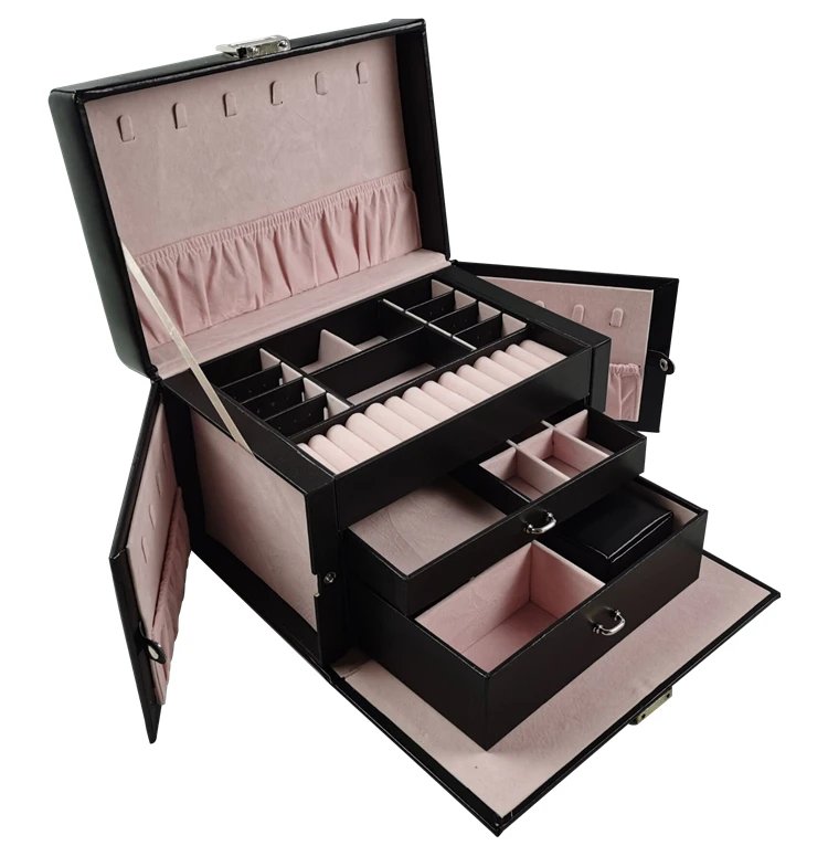 Высокое Качество Пользовательский логотип Pu кожа роскошный портативный ящик для ювелирных изделий Коробка для хранения