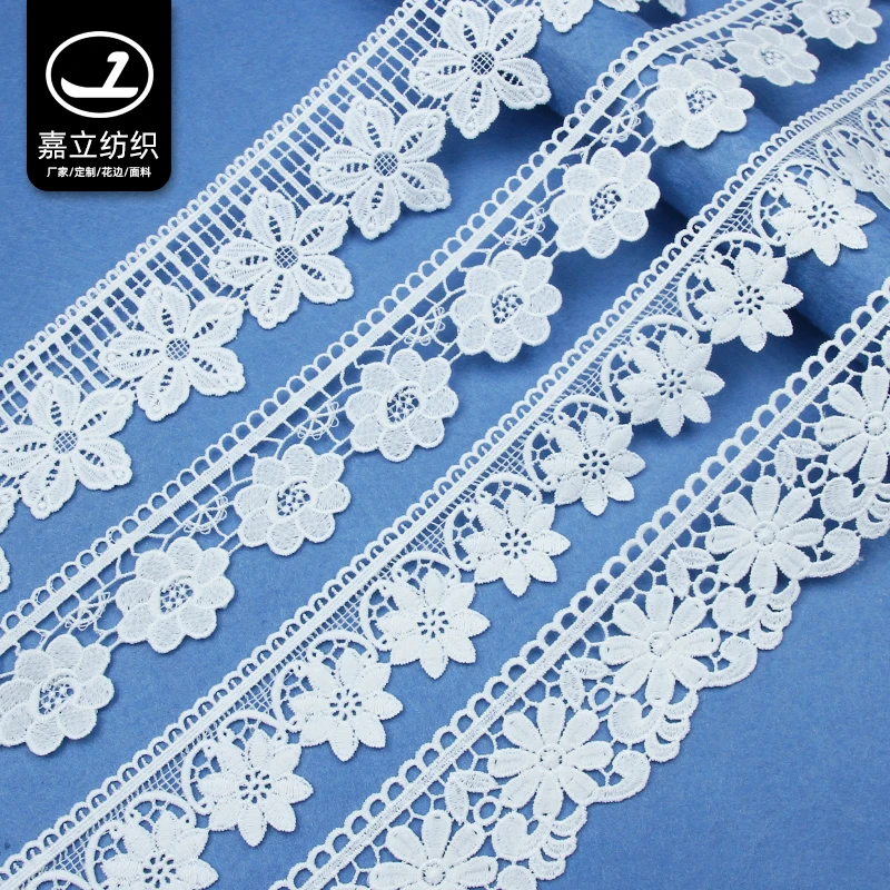 Polyester Milk Silk Embroidery Lace for Garment Processing Accessories Hot Selling White Embroidery Fabric 100% Polyester
