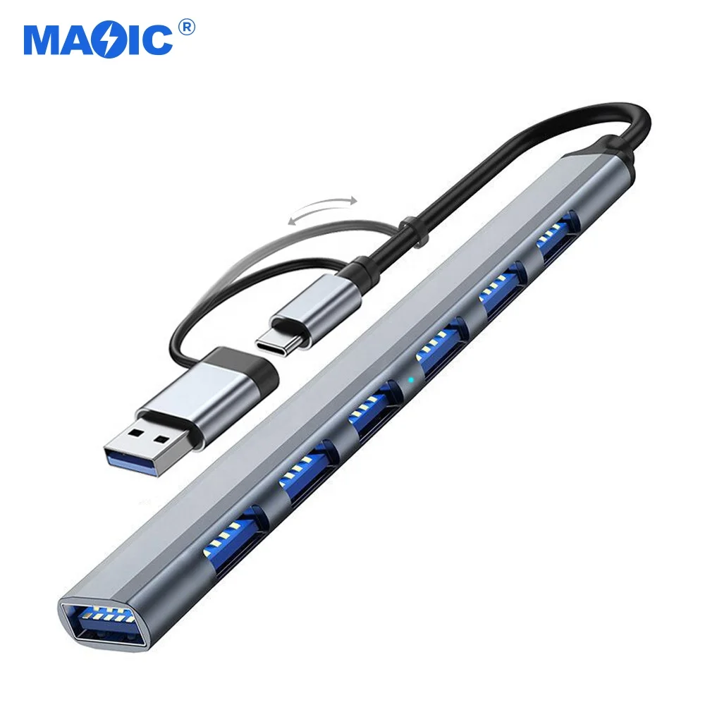 Custom 4 In 1 7 In 1 Type C USB3.1 USB3.0 Hub to USB2.0 USB3.0 Adapter Docking Station Multifunction USB Hub