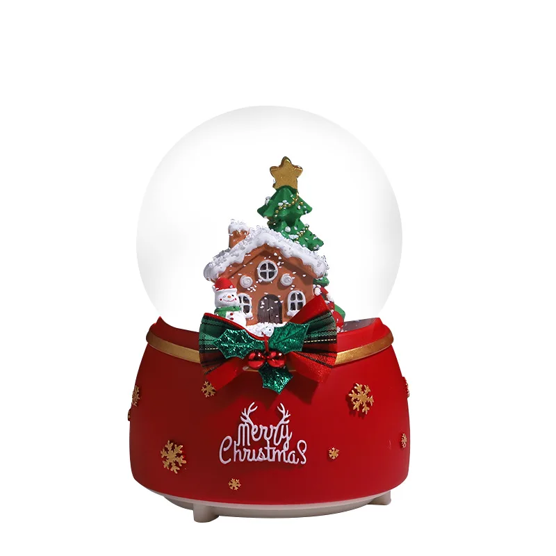 Christmas crystal ball snow lights room decoration music bell creative girl heart desktop decoration birthday gift