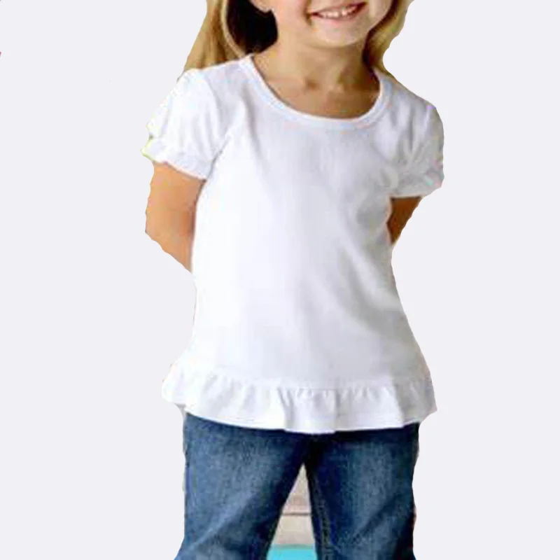 
Girls Blank Ruffle Sleeve T Shirt  (60253979785)