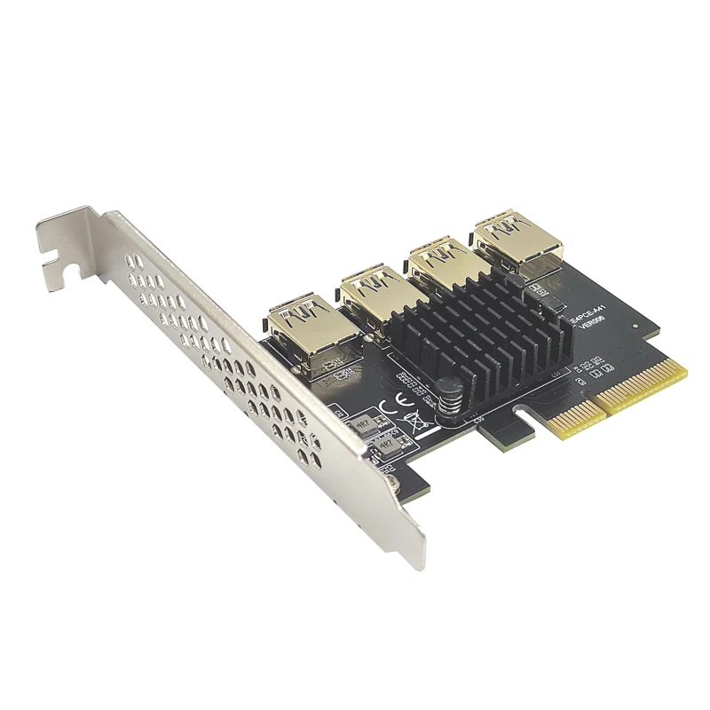 2022 Panto PCIe 1 to 4 Riser Card   PCIe Risers 1X to External 4 PCI-e USB 3.0 Adapter Multiplier