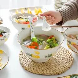 Rustic delicate kitchen decorative material safe white table sala serving ceramic soup bowl