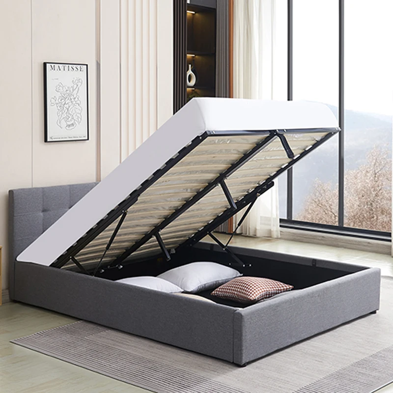 Modern Lift up Ottoman Storage Bed Twin Full Double Queen King Super Size Upholstered Frame